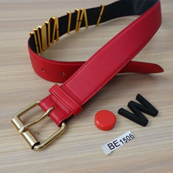 MOSCHINO Belt XS Logo Gold‎ Red Leather Italian Luxury Vintage Redwall I AM RICH main image 13